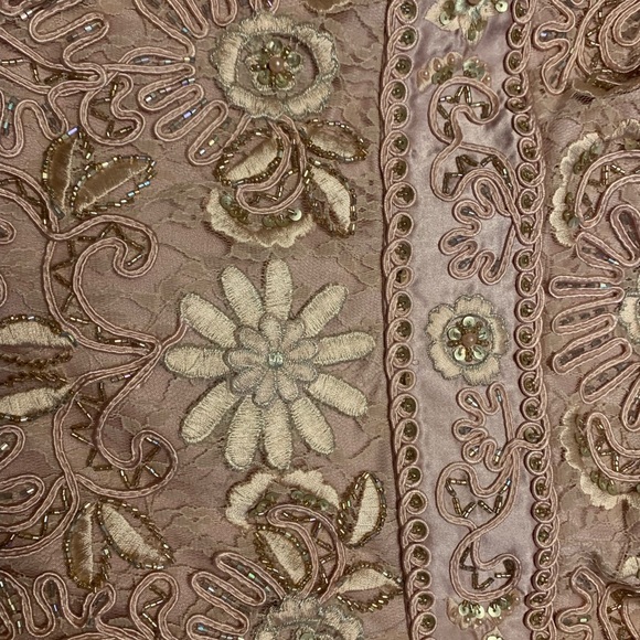 Sue Wong, midi length, size 4. Rose-colored neutral lace. - Picture 2 of 5